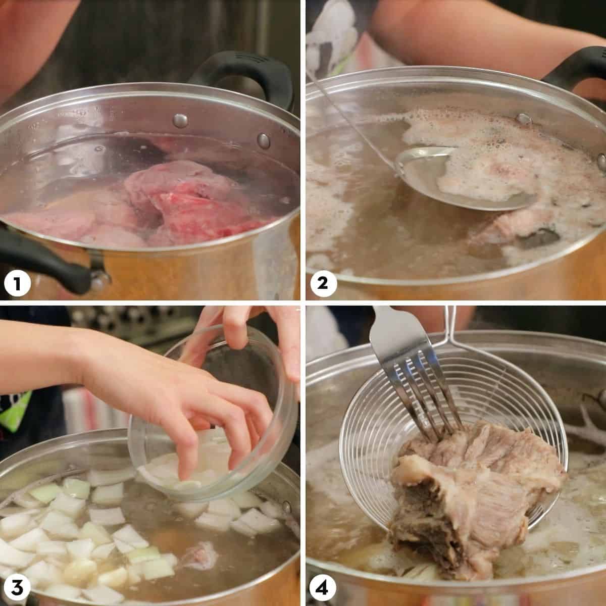 Process shots for making leng saeb step 1-4