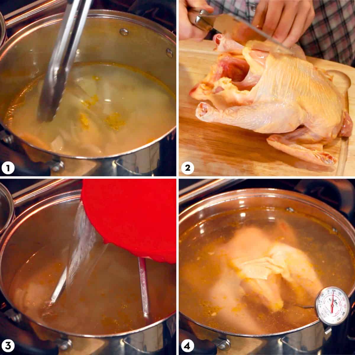 Process shots for how to make kao mun gai steps 1-4