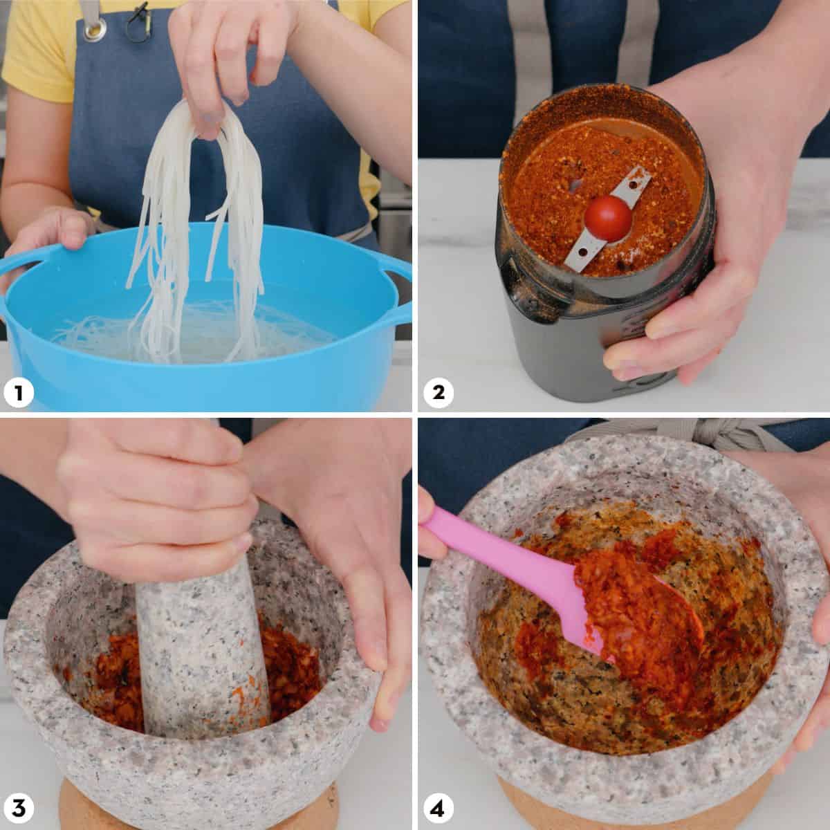 Process shots for making sen chan pad pu steps 1-4
