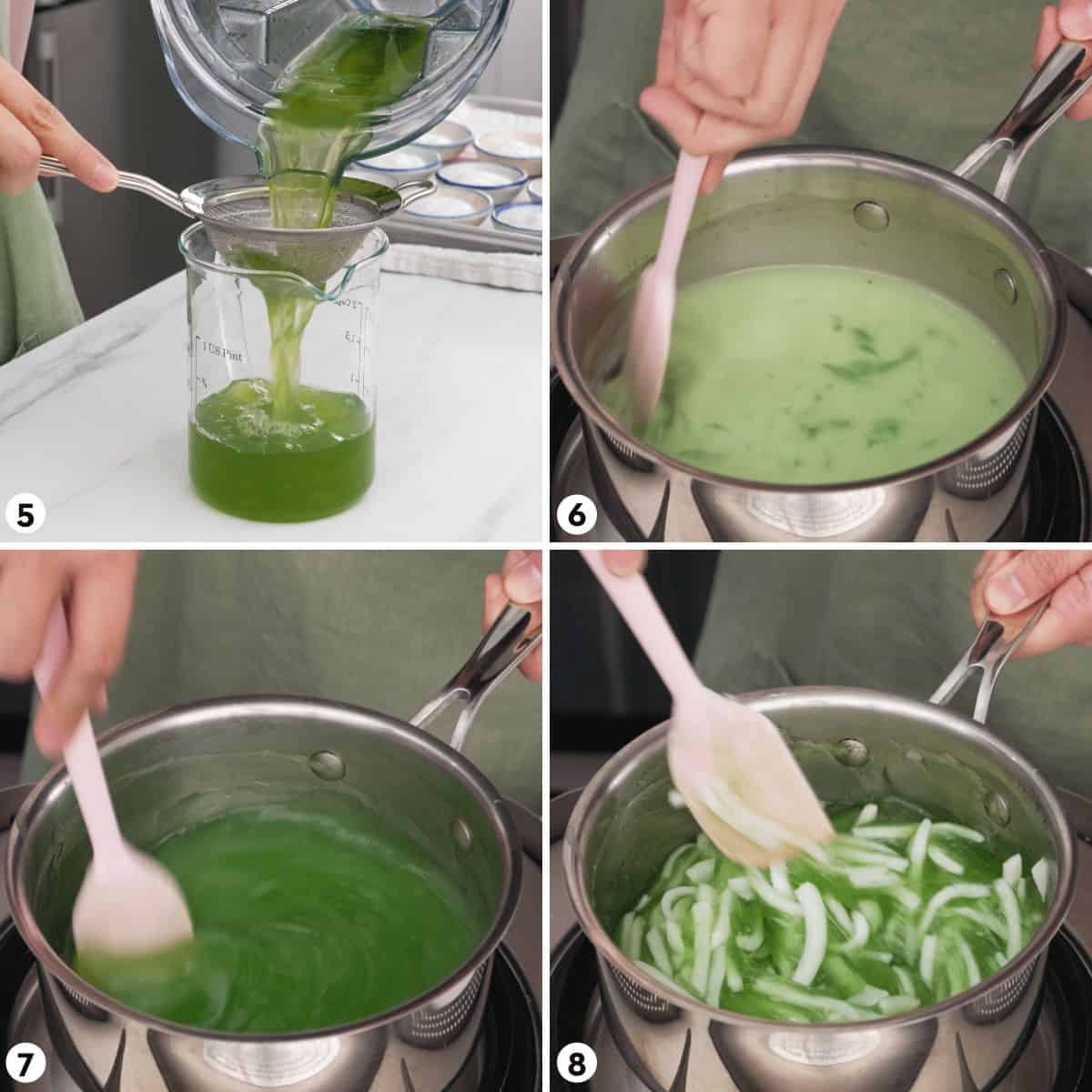 Process shots for making tako steps 5-8