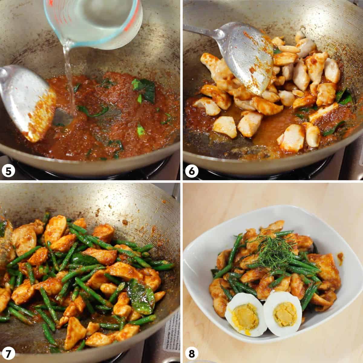 process shots for how to make pad prik king steps 5-8