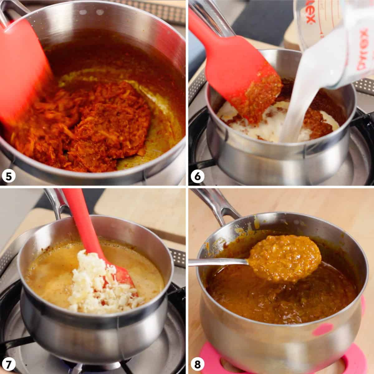 process shots for making Thai peanut dressing steps 5-8
