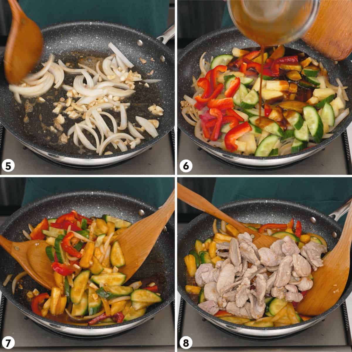 process shots for making sweet and sour pork steps 5-8