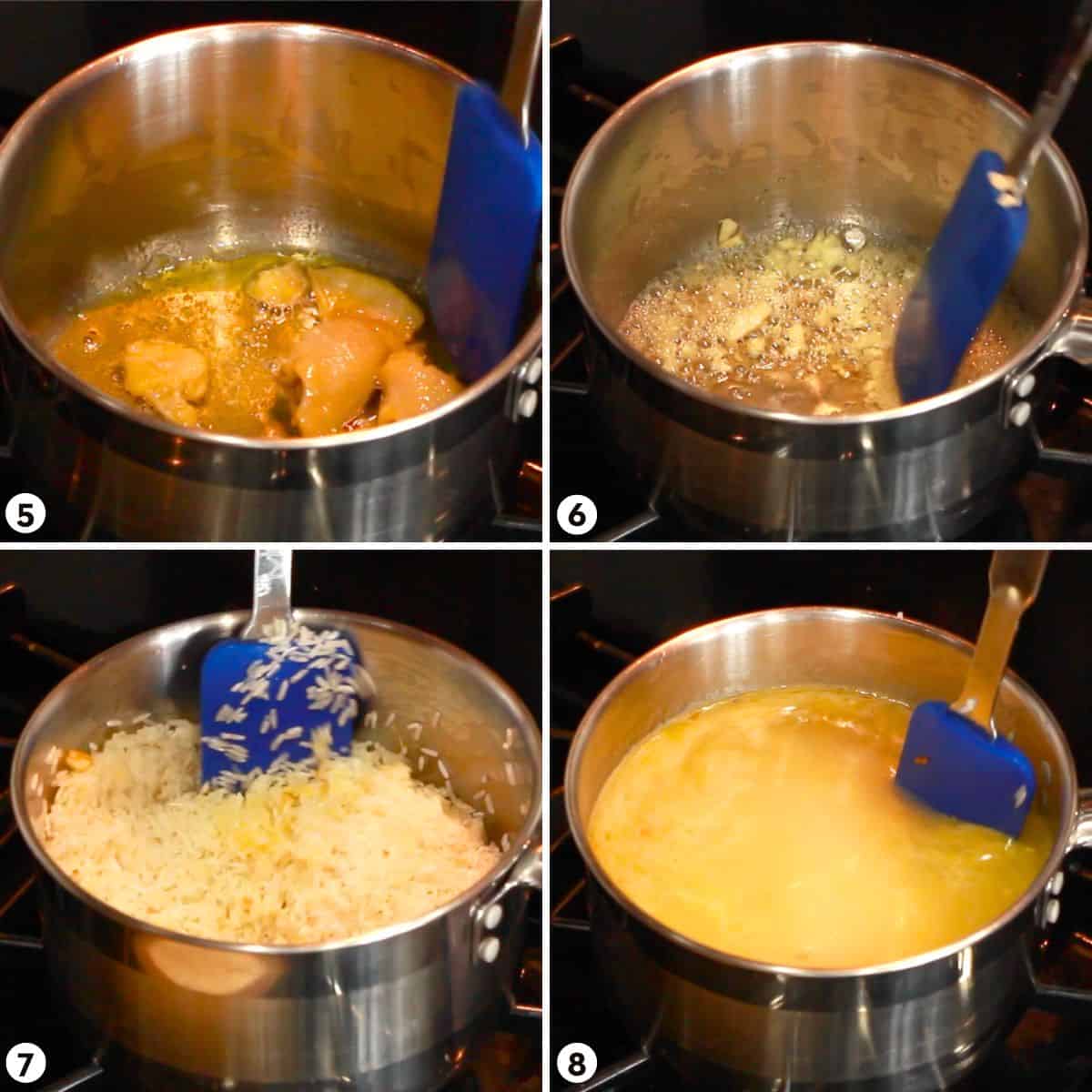 Process shots for how to make kao mun gai steps 5-8
