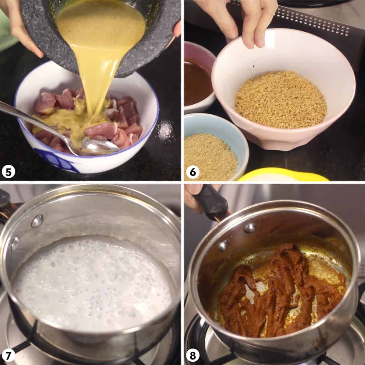 process shots for how to make pork satay steps 5-8