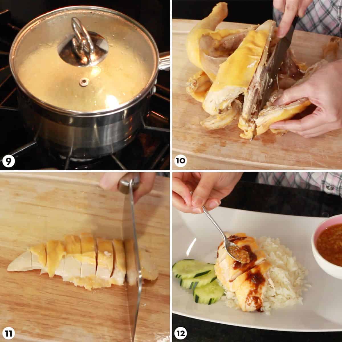 Process shots for how to make kao mun gai steps 9-12