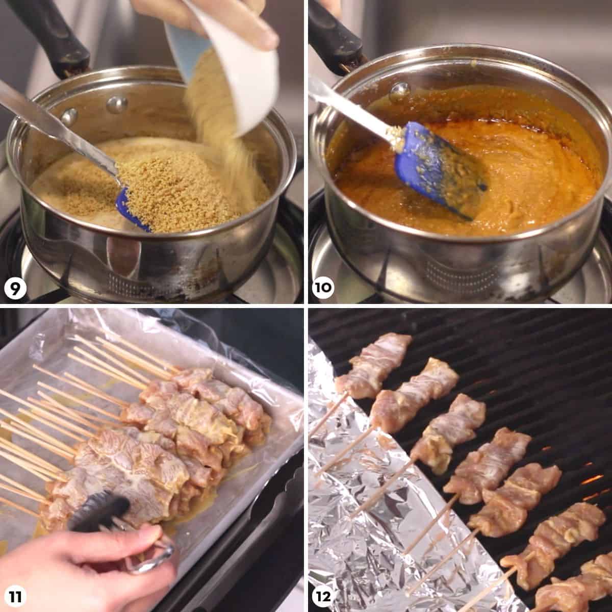 process shots for how to make pork satay steps 9-12