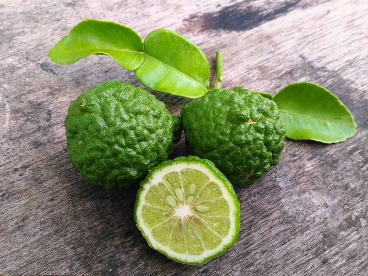 2 whole makrut limes, one cut in half