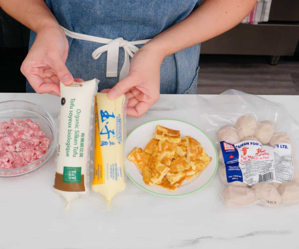 protein options for thai glass noodle soup