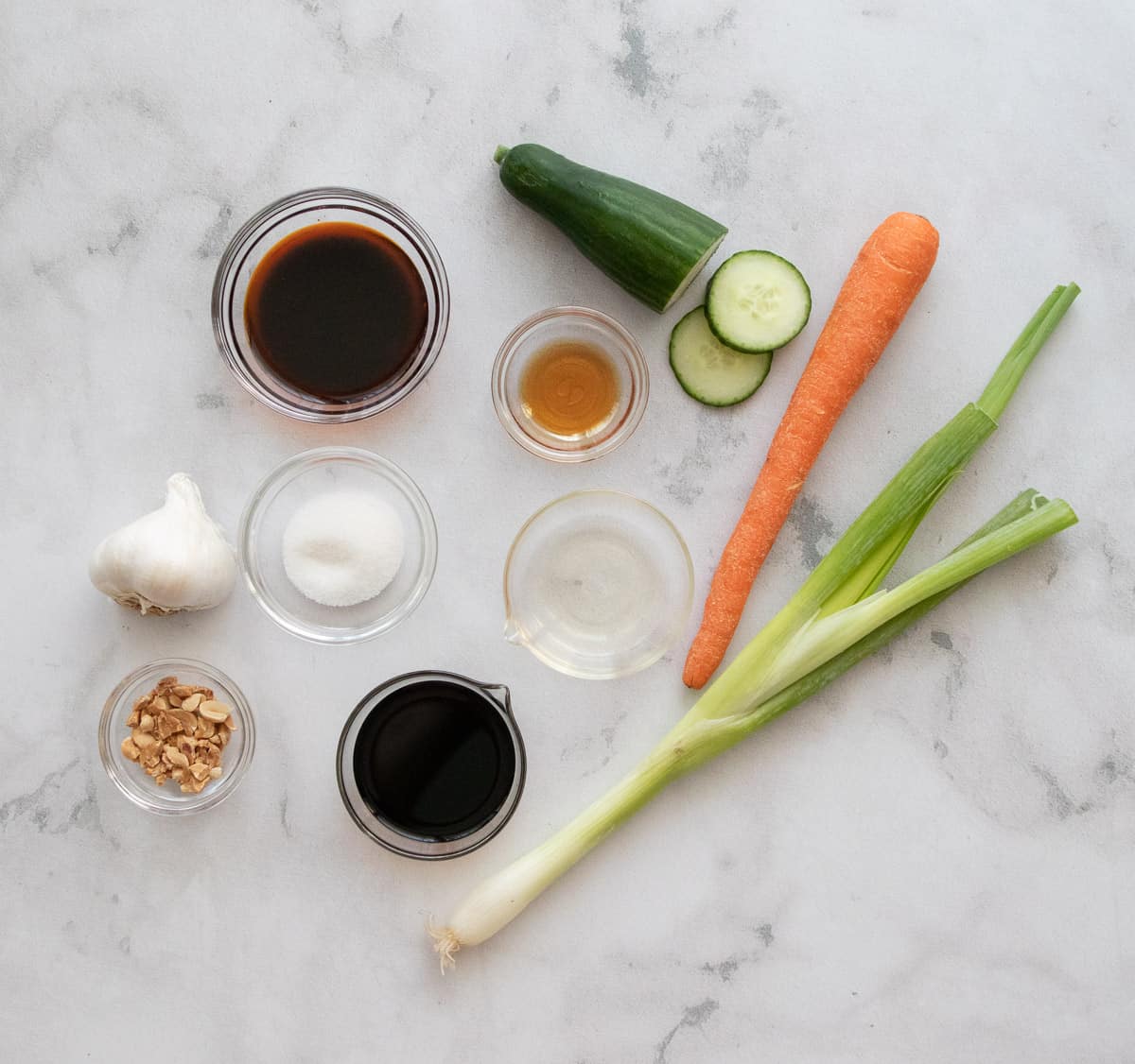 ingredients for glass noodle salad

