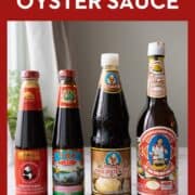 Image of 4 oyster sauce bottles with text overlay "ultimate guide to oyster sauce