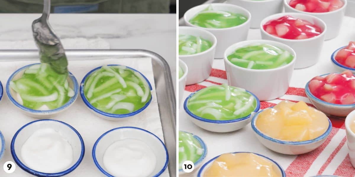 Process shots for making tako steps 9-10