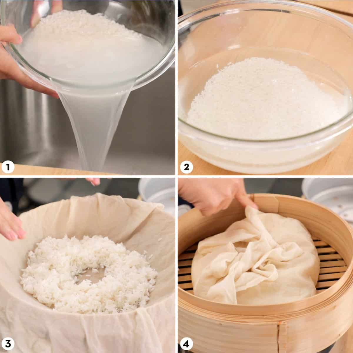 process shots for how to cook sticky rice