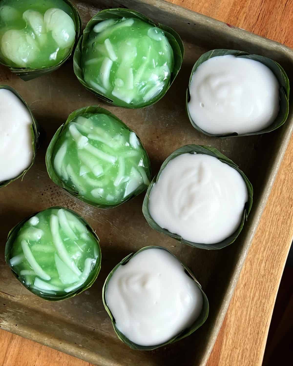 a tray of tako, 3 are traditional ones and 3 are upside down ones