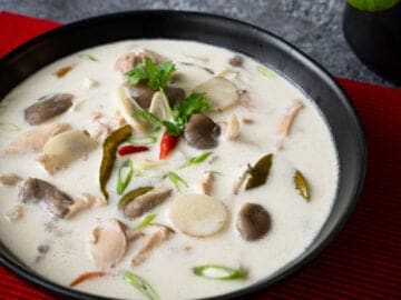 A bowl of tom kha gai soup